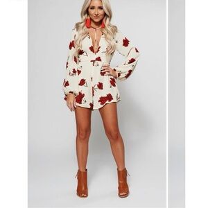 NanaMacs by LUSH DELILAH FLORAL ROMPER (CREAM FLORAL) NEW